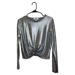 Silver Metallic Long Sleeve Top